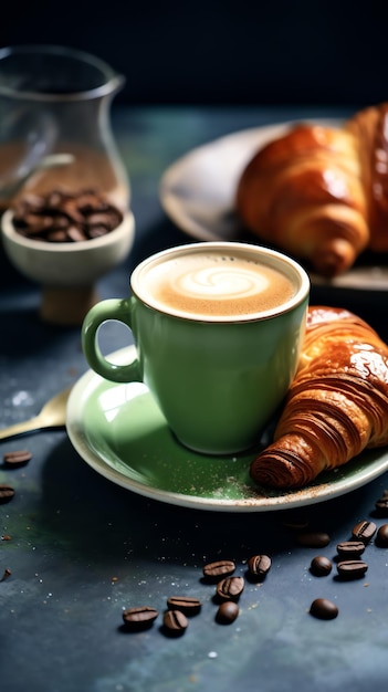 koffie bij pistacheroom croissant levensstijl Authentiek wonen