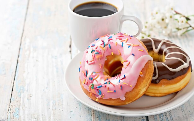 Koffie en donuts.