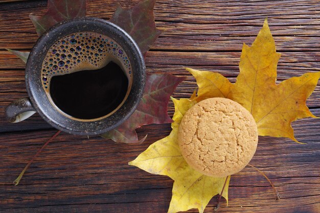 Koffie en havermoutkoekje