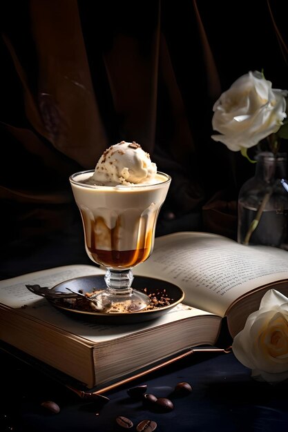 koffie en ijs oud boek donkerbruin gedimd licht amber en goud