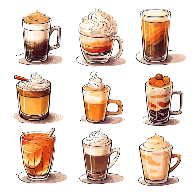 Foto koffie illustratie vector set