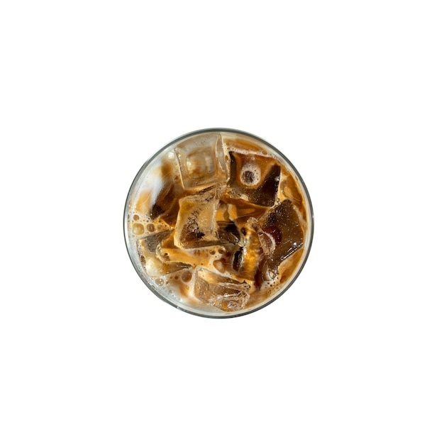 Koffie in een glas op de toonbank van een coffeeshop