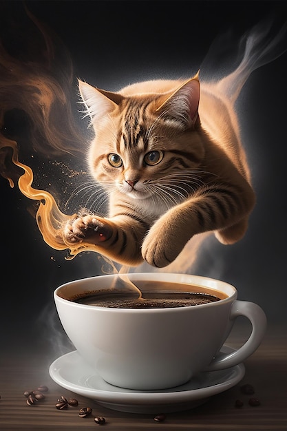 koffie kat geest Ai gegenereerde foto