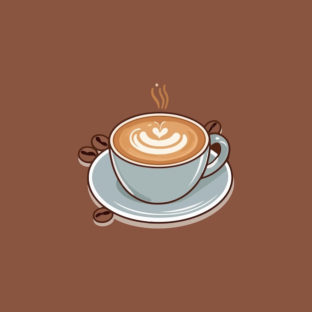 koffie latte Cartoon Icon Illustratie Flat Cartoon Stijl