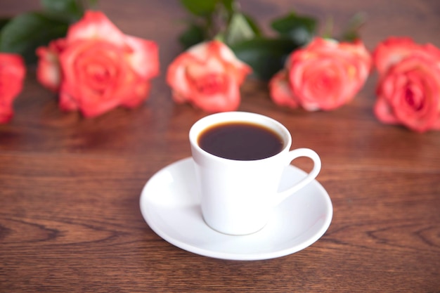 Koffie met rozen