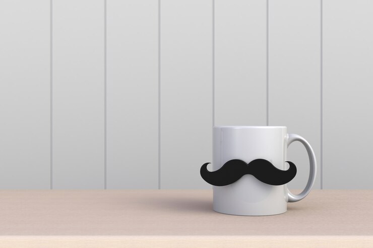 Foto koffie met snor op wit