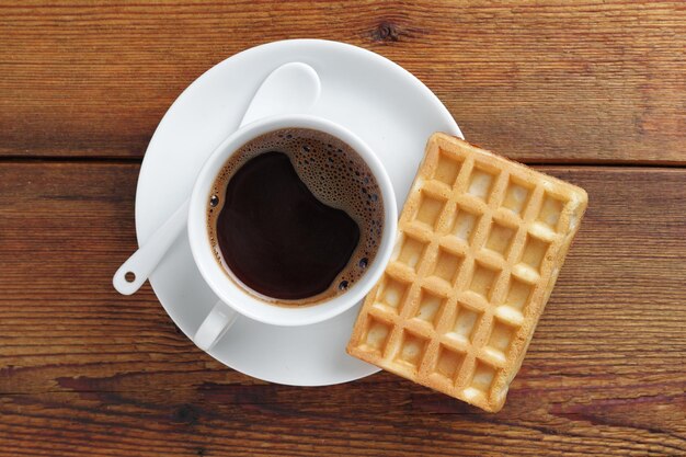 Foto koffie met wafels