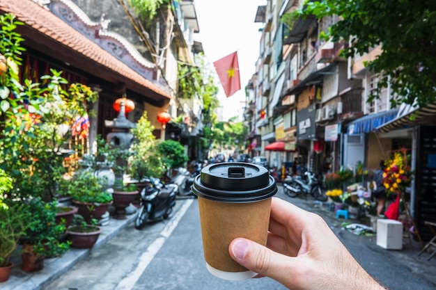 Koffie om mee te nemen in Hanoi, Vietnam