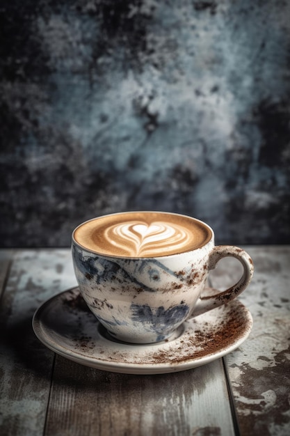 Koffie op rustieke achtergrond Illustratie AI generatief