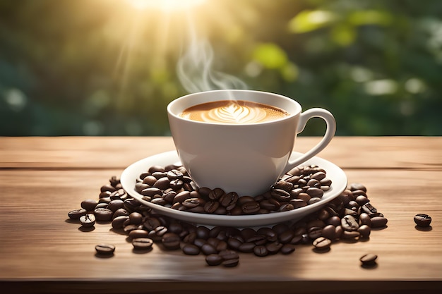 koffie op tafel in de natuur gegenereerd door AI