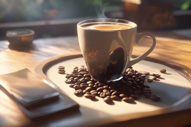 koffie op tafel in de natuur gegenereerd door AI