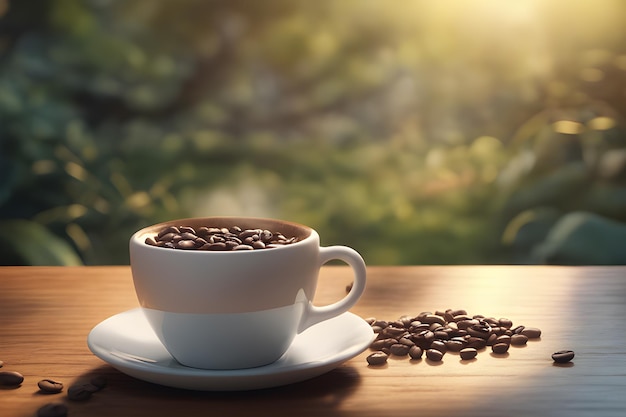 koffie op tafel in de natuur gegenereerd door AI