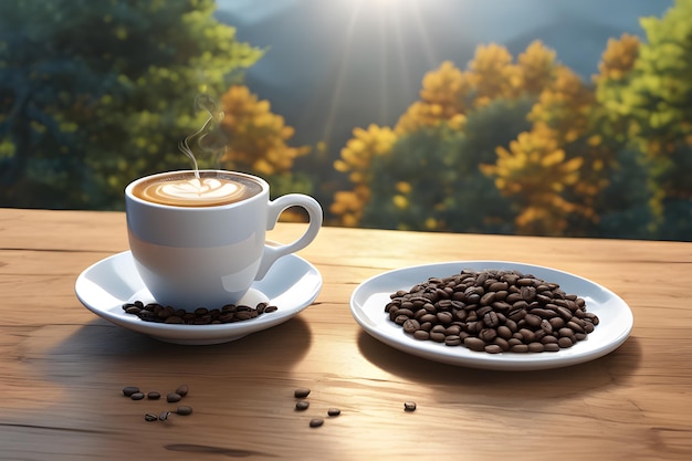 koffie op tafel in de natuur gegenereerd door AI