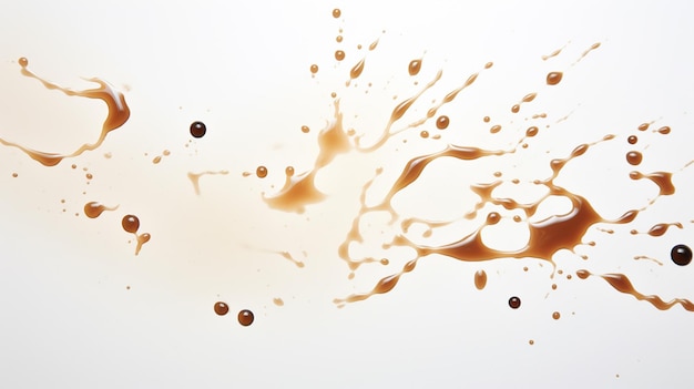 Foto koffie splash melk en koffiebonen geïsoleerd op witte achtergrond