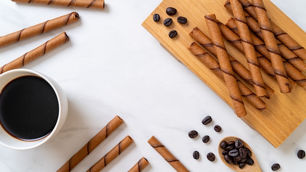 koffie wafer stok bovenaanzicht