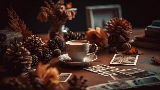 Koffiebeker met ansichtkaarten