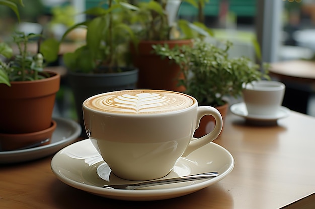 Koffiebeker ochtend in een koffiebad AI gegenereerd