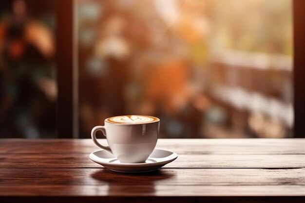 Foto koffiebeker op de tafel in de ochtend generatieve ai