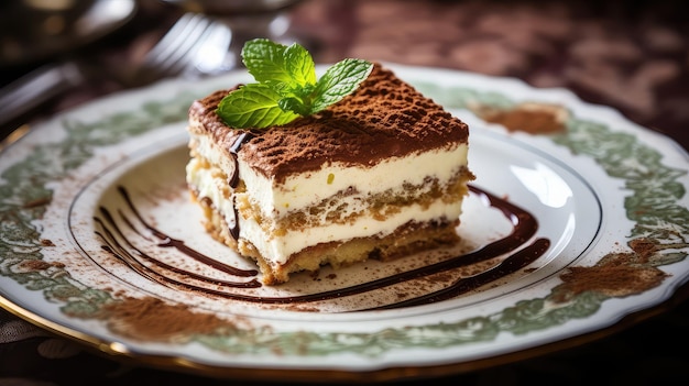 Koffieblad tiramisu eten