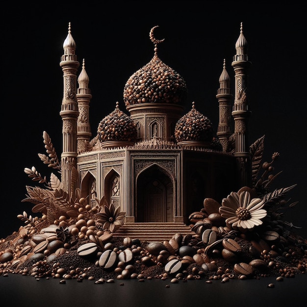 Koffiebonen 3D gemaakt van moskee
