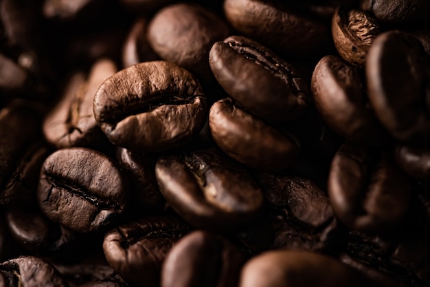 Koffiebonen achtergrond geroosterde kenmerkende boon met rijke smaak, beste ochtenddrank en luxe melange