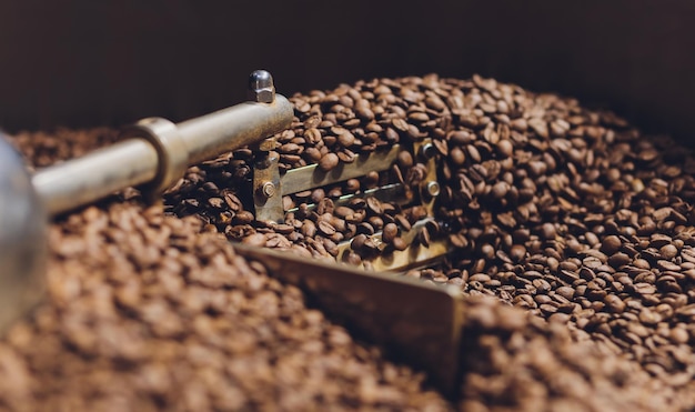 Foto koffiebonen koelen in een gezellig koffiehuis