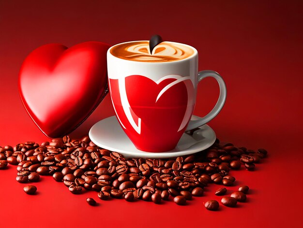 Koffiebonen met Cup Bundle Valentine ontwerp 4k afbeelding