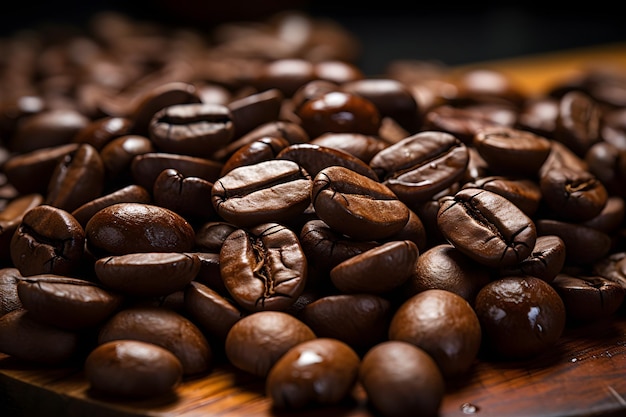 koffiebonen op een houten tafel