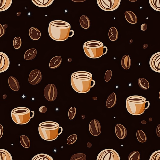 Koffiebonen patroon doodle vectorillustratie