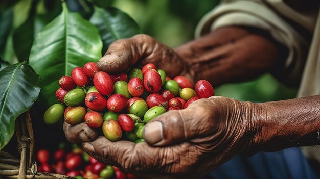 koffiebonen worden met de hand geplukt