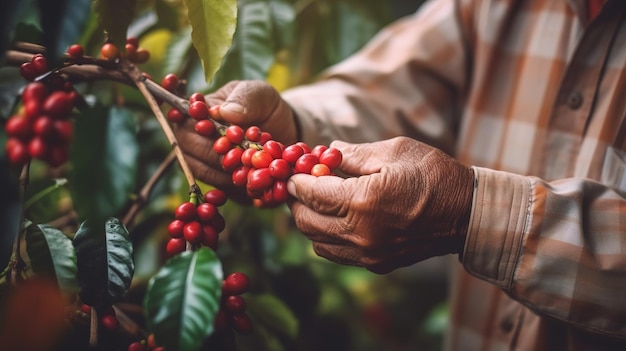 koffiebonen worden met de hand geplukt