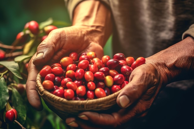 koffiebonen worden met de hand geplukt