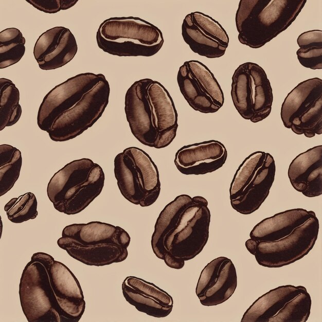 Koffieboon patroon schets illustratie achtergrond