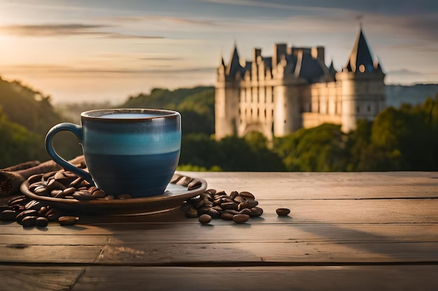 koffiekop in een Frans kasteel elegante koffie branding presentatie