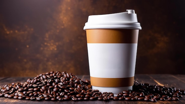 Koffiekop mockup ontwerp koffie kop mockup op koffiebonen warme koffie achtergrond lege koffiekoppie mockups papieren koffiebakken