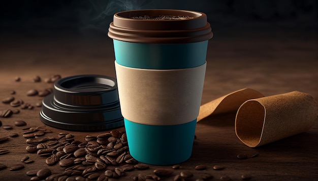 Koffiekopje Mockup 3D-rendering Generatieve AI