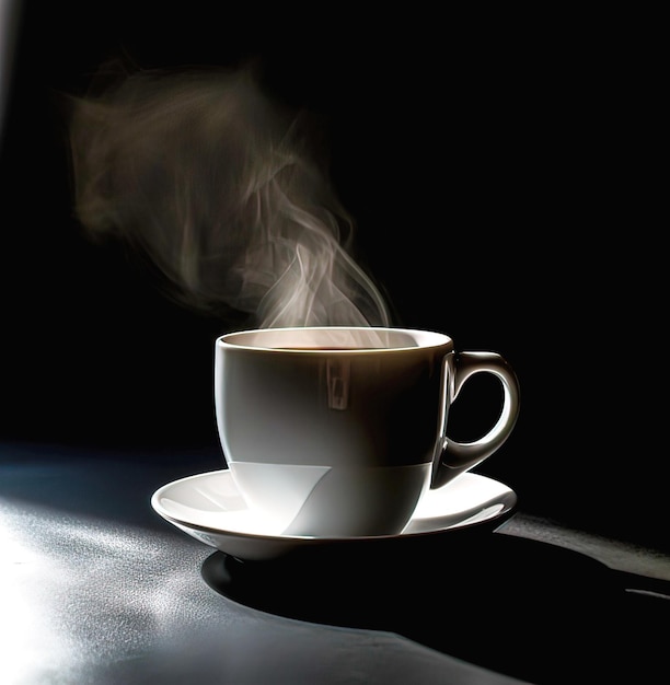 Koffiekopje op houten tafel in coffeeshop