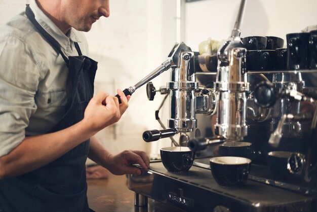 Koffiemachine Barista Grinder Steam Cafe Concept