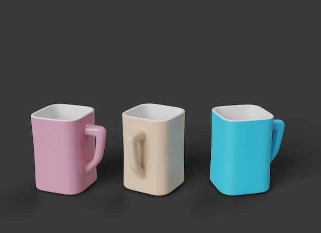 Koffiemok 3D Render Mockup voor presentatie, merkidentiteit en creatieven.