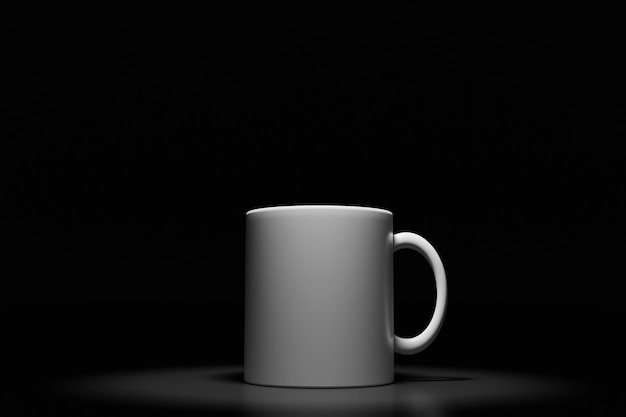 Koffiemok met donker licht op 3D-rendering