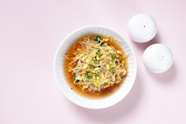 Kognamul Guk is Korean soybean sprout soup with gochugaru.