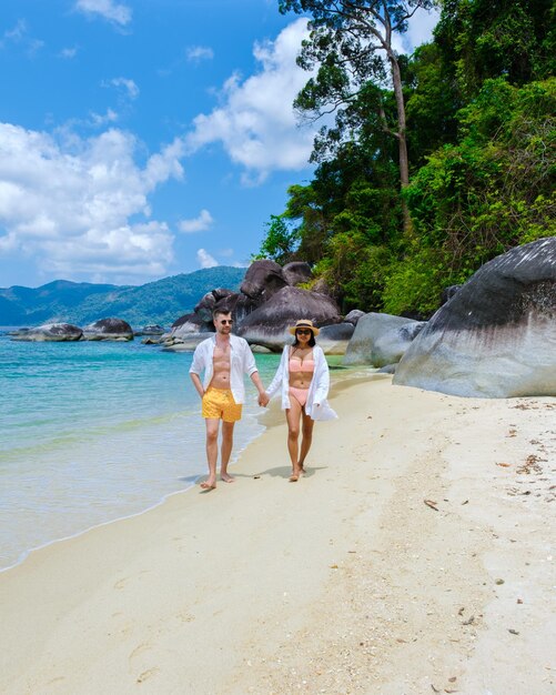 Koh adang island near koh lipe island southern thailand with turqouse colored ocean and white beach