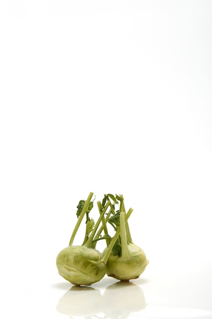 Kohlrabi against white background