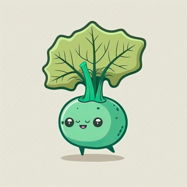 Photo kohlrabi vegetable cute playful flat icon by generative ai