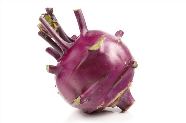 Kohlrabi on a white