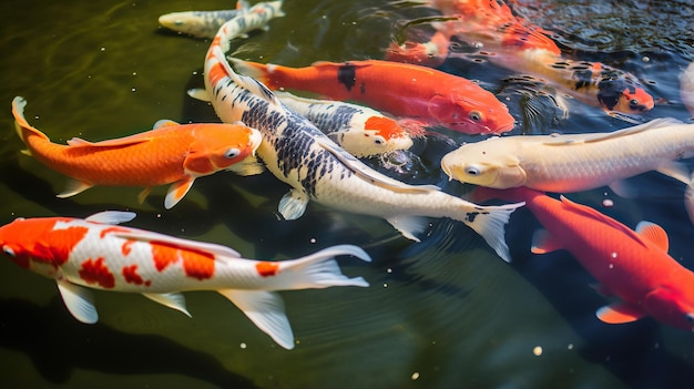 koi carp in clear water