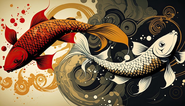 Koi fish doodles art Made by AIArtificial intelligence