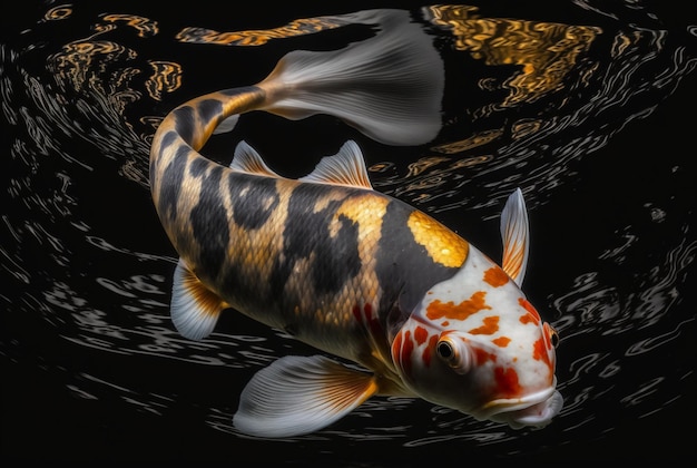 Koi fish isolated black background generative AI