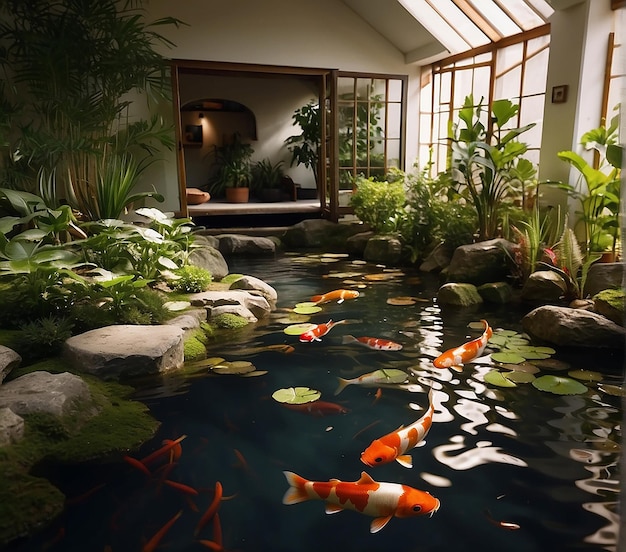 koi fish pond in the house