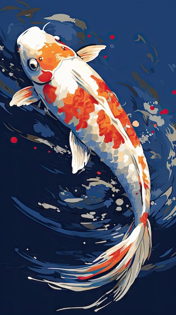 Photo koi fish under the sun wall painting